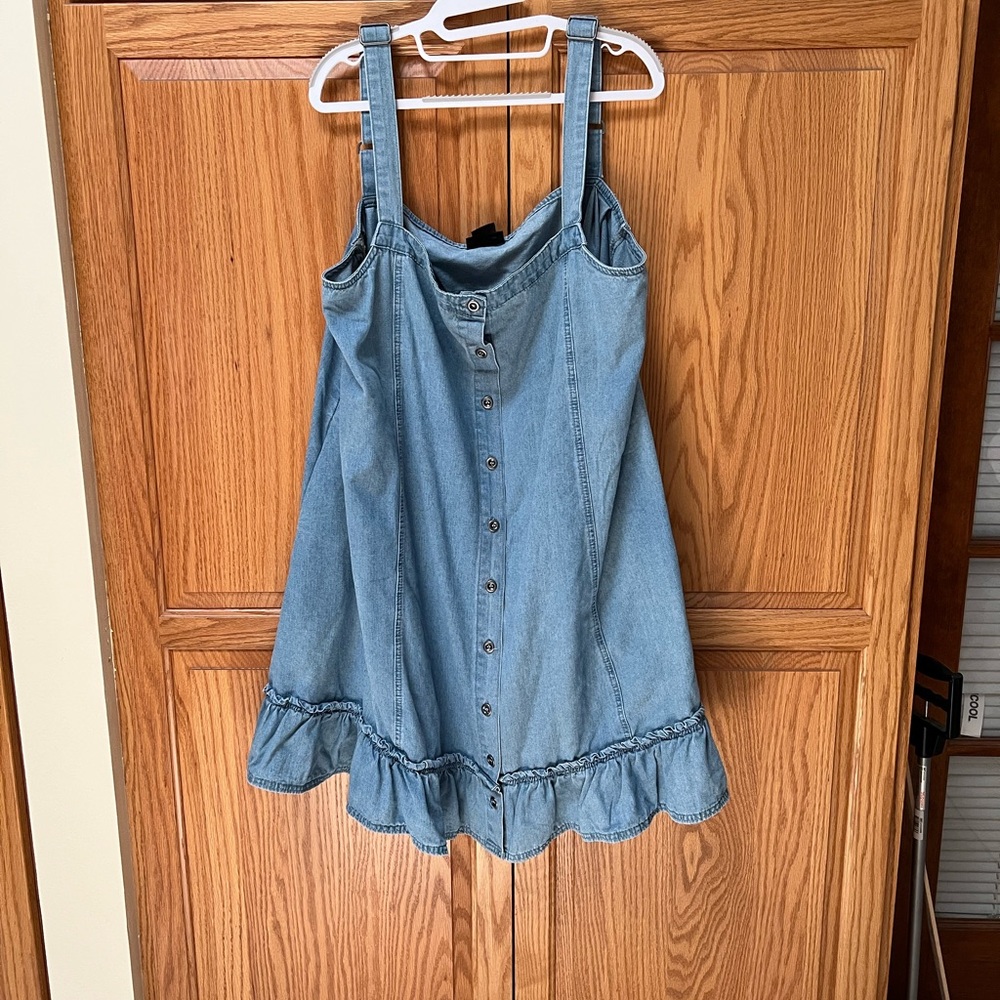 City Chic Light Blue Denim Button-Front Sundress